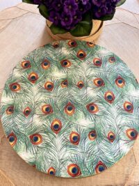 Tabla Giratoria 39X39 Pavo Real. Tabla giratoria o Lady Susan de madera con variedad de estampados, realizada a mano con cariño y dedicación. Medidas: 39cm. bcdecoracion menaje para mesas